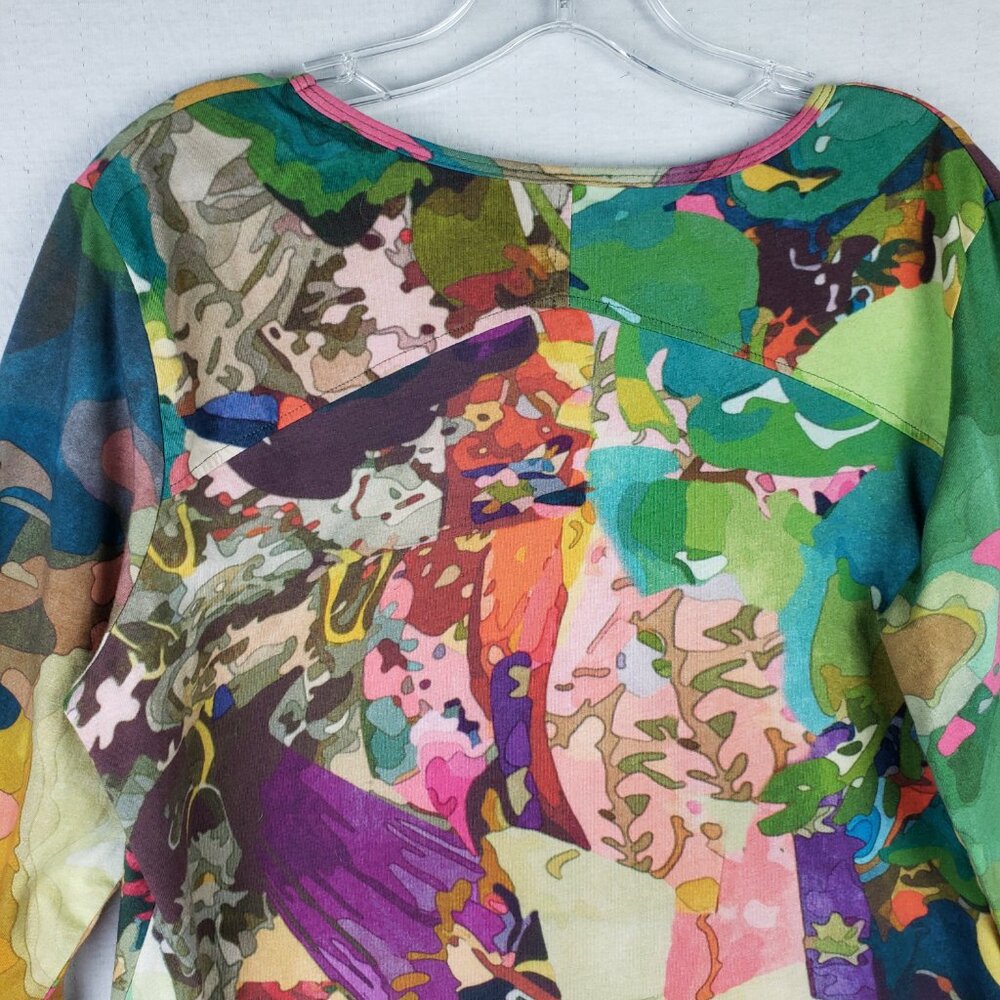 Parsley & Sage Tunic Top Art-to-Wear Colorful Print Abstract Geisha Boho size M - Picture 8 of 8